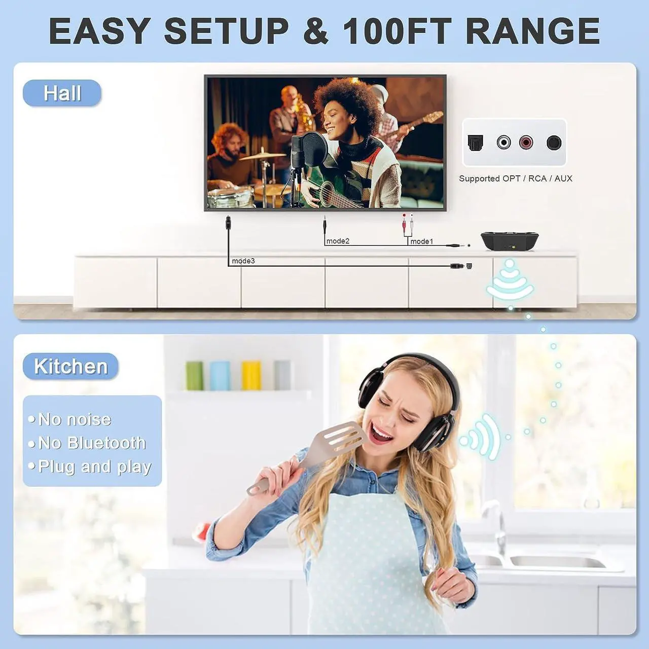 Alt view image 6 of 7 - Optical Wireless Headphones for TV Watching, Over-Ear Headphones for Seniors with Charging Dock and Volume Control, Plug and Play