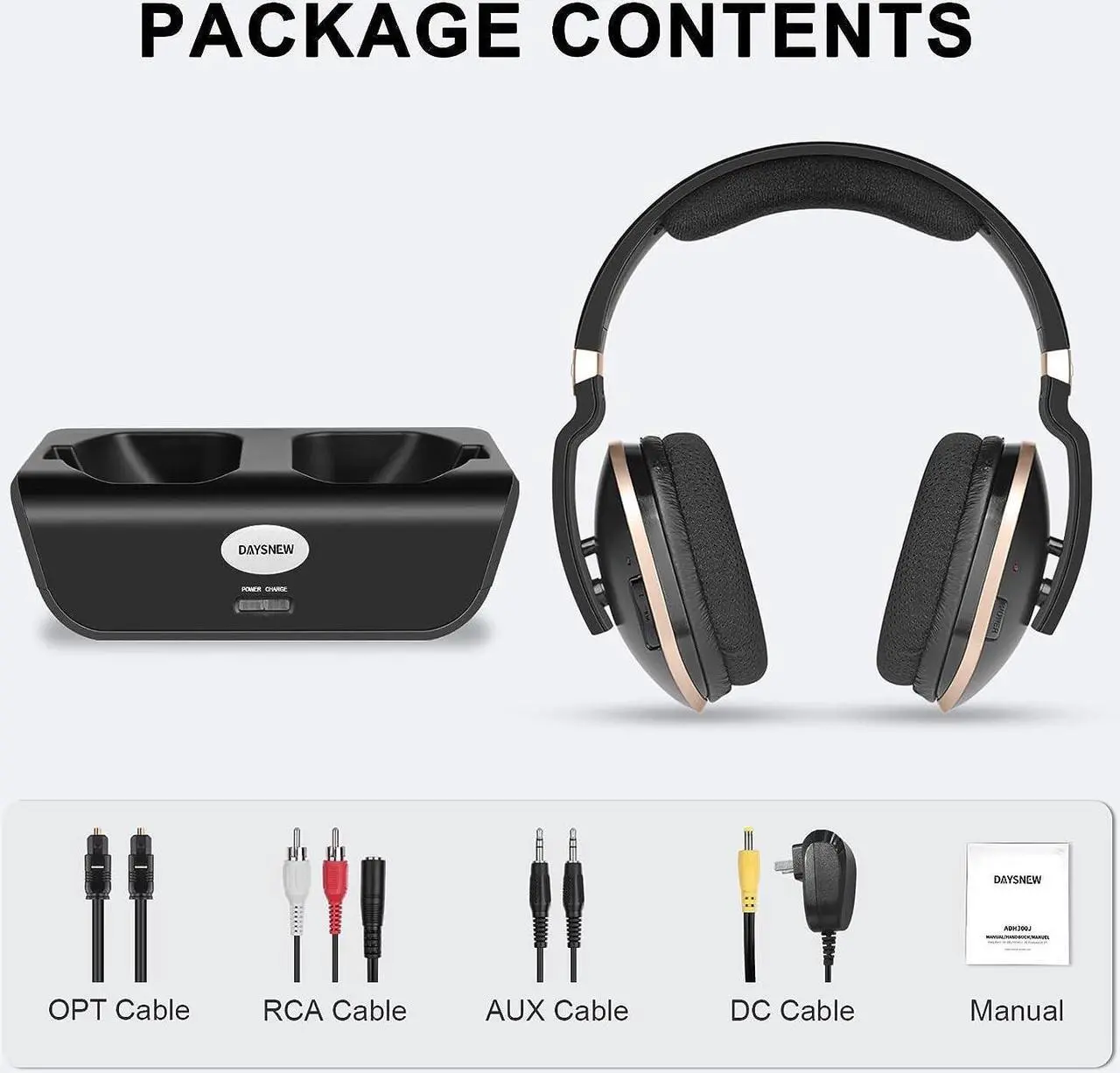 Alt view image 7 of 7 - Optical Wireless Headphones for TV Watching, Over-Ear Headphones for Seniors with Charging Dock and Volume Control, Plug and Play