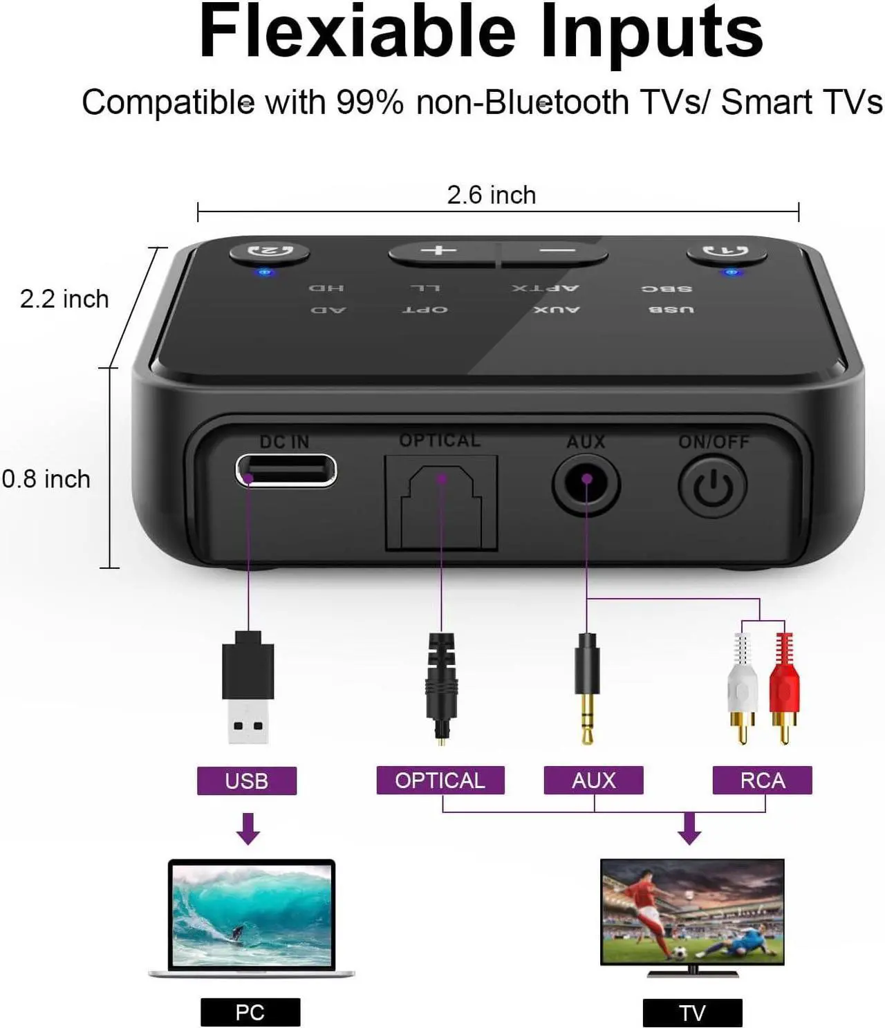 Alt view image 4 of 7 - Soundodo Bluetooth TV headphones,Wireless Headphones for Tv with Bluetooth 5.3 Transmitter,50H Playtime,wireless headphones set for tv watching with Dual Link,Optical,RCA,AUX,No Delay,165ft Long Range