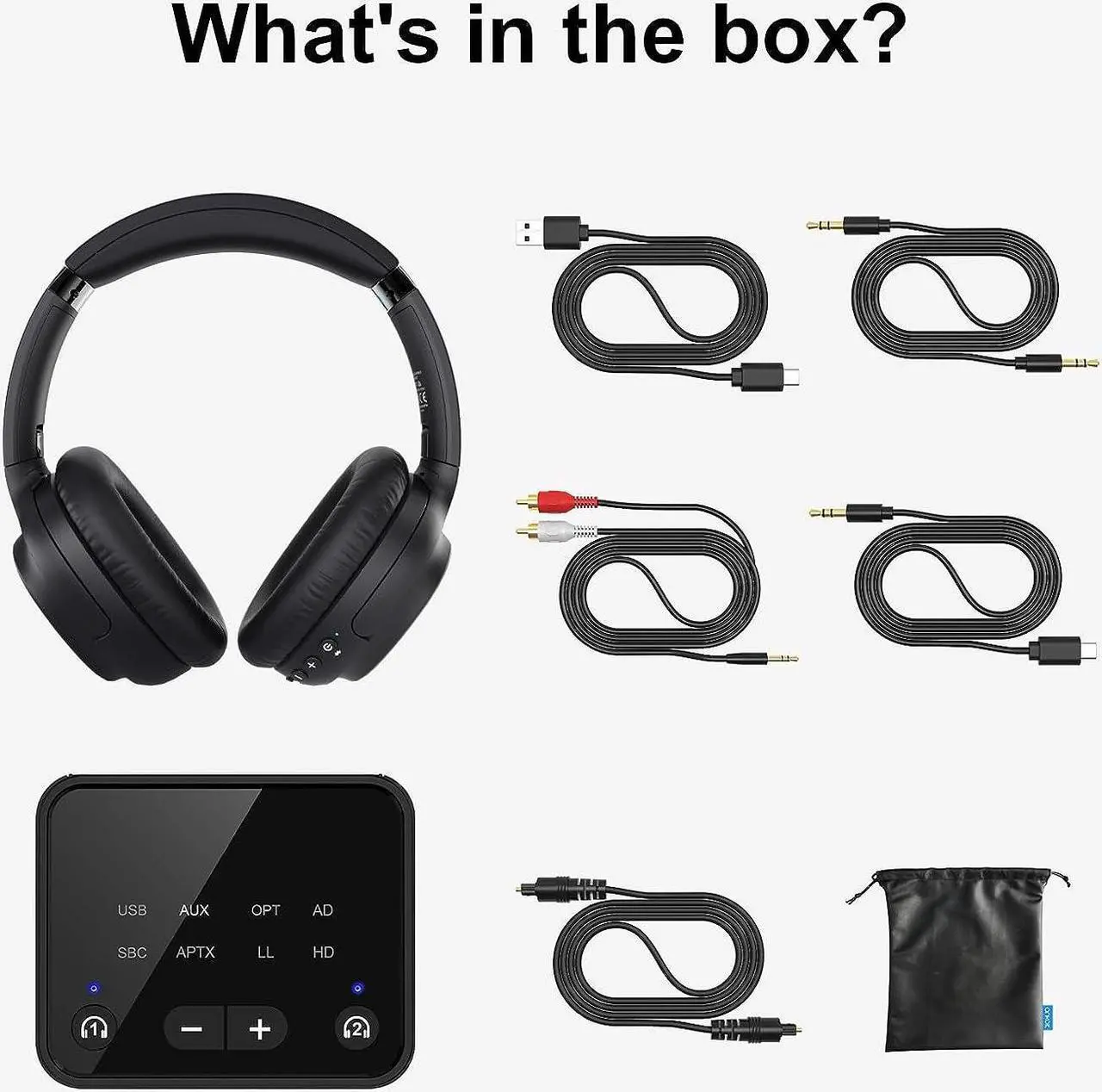 Alt view image 6 of 7 - Soundodo Bluetooth TV headphones,Wireless Headphones for Tv with Bluetooth 5.3 Transmitter,50H Playtime,wireless headphones set for tv watching with Dual Link,Optical,RCA,AUX,No Delay,165ft Long Range