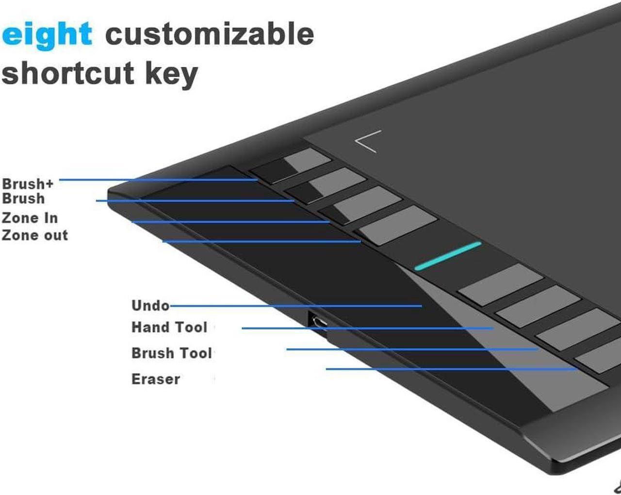 Alt view image 2 of 7 - UGEE Graphics Drawing Tablet, M708 V2 10x6 Inch Ultra Thin Large Graphics Drawing Tablets Art Pad with 8 Hot Keys 8192 Level Battery-Free Stylus for Win/Mac/Android, Creation Sketch, Online Teaching