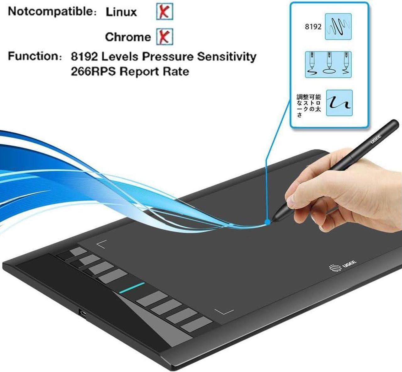 Alt view image 6 of 7 - UGEE Graphics Drawing Tablet, M708 V2 10x6 Inch Ultra Thin Large Graphics Drawing Tablets Art Pad with 8 Hot Keys 8192 Level Battery-Free Stylus for Win/Mac/Android, Creation Sketch, Online Teaching