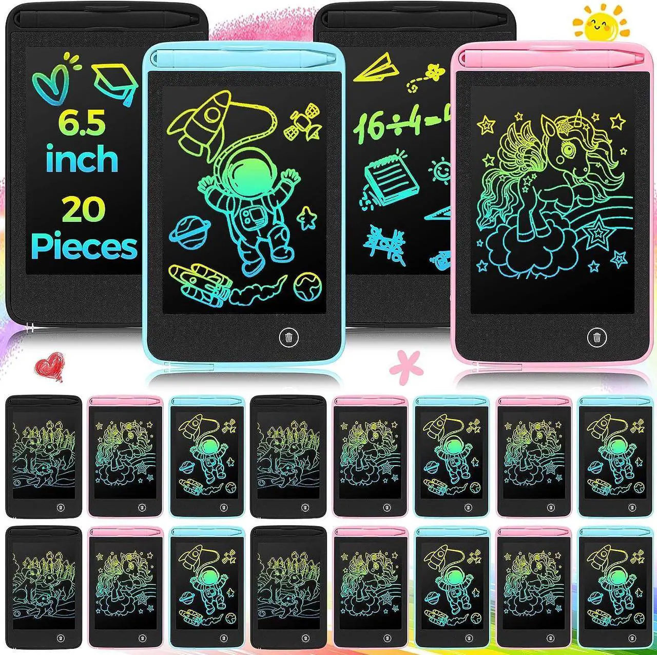 Main image of 20 Pcs LCD Writing Tablet for Kids 6.5 Inch Colorful Doodle Board LCD Writing Board Kids Portable Electronic Drawing Board Erasable Drawing Pad Reusable Writing Pad for Kid Educational Learning