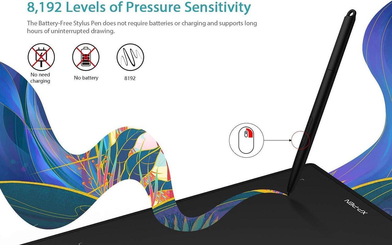 Alt view image 5 of 7 - XPPen Star G960S Graphics Drawing Tablet 9 x 6 inch with 8192 Levels Pressure Sensitivity Tilt Support Passive Pen 4 Shortcut Keys, Compatible with Windows, Mac, Android and Chrome OS