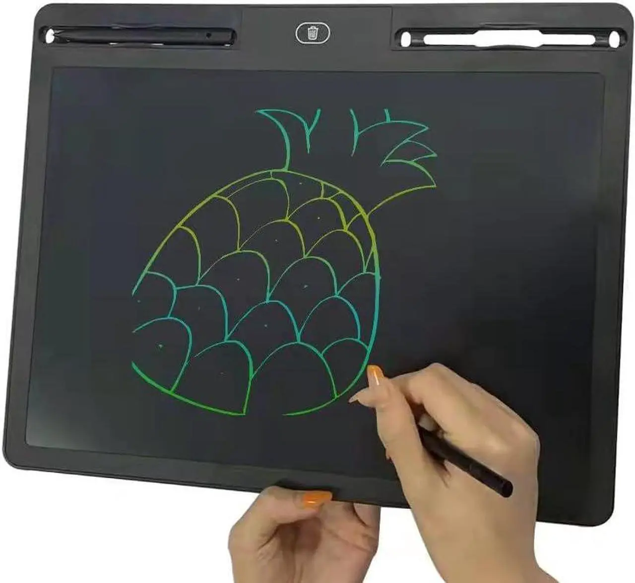 Main image of Large LCD Writing Tablet 4 Adults & Kids, 16-inch Screen Electronic Drawing, Doodle, Message Board Standalone No Computer Needed, Eraseable Sketch & Draft Pad w 2 Pens (Black Case, Rainbow Penstrokes)