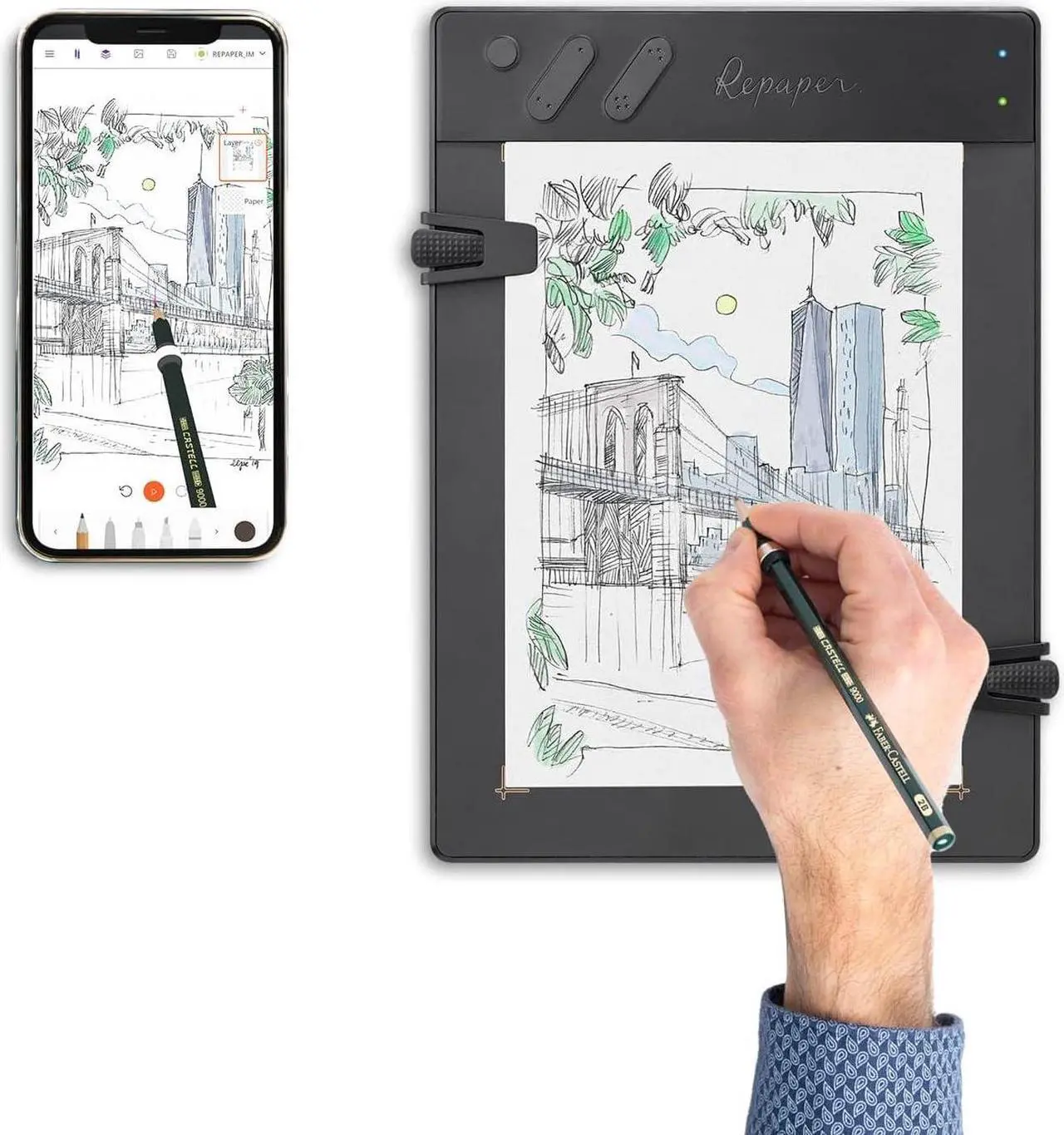 Main image of iskn Repaper Faber-Castell Edition - Pencil & Paper Graphic Tablet with 8192 Pressure Levels