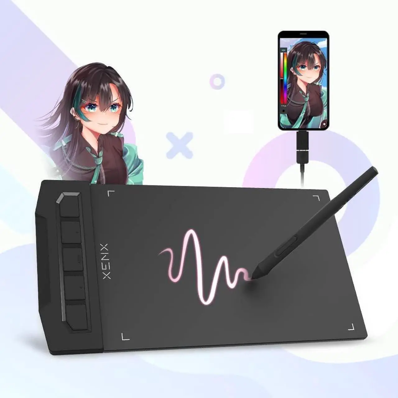 Main image of XENX X1-640 Ultra-thin Graphic Drawing Tablet 6x4 inch with 8192 Pressure Levels Battery-Free Pen for Digital Art, Design, E-learning/Online Classes, OSU Gaming, Compatible with Windows, Mac & Android