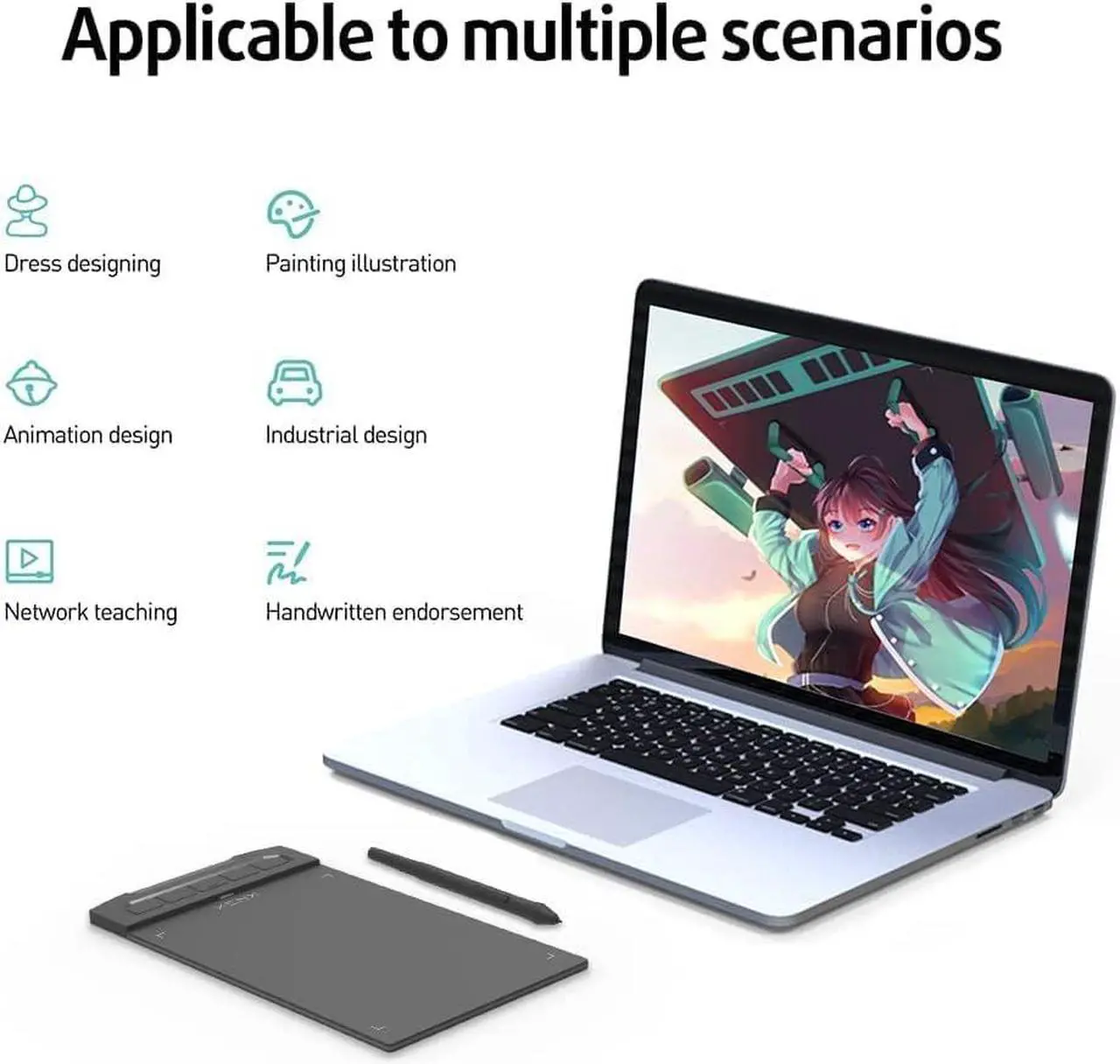 Alt view image 5 of 7 - XENX X1-640 Ultra-thin Graphic Drawing Tablet 6x4 inch with 8192 Pressure Levels Battery-Free Pen for Digital Art, Design, E-learning/Online Classes, OSU Gaming, Compatible with Windows, Mac & Android