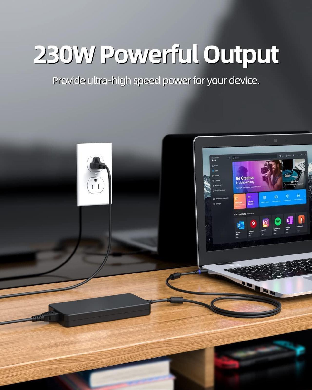 Alt view image 7 of 7 - 240W 180W 19.5V 12.3A AC Charger Fit for Dell Alienware X15 X17 R1 R2 M15 R6 R7 P48E P109F P111F da240pm200 la240pm200 ha240pm200 0r4p0k r4p0k Gaming Laptop Power Supply Adapter Cord