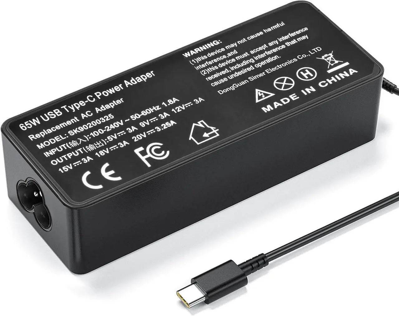 Main image of 65W USB Type C AC Charger Fit for Len-OVO Yoga 720 730 920 S730 C740 C930 C940 C630 ThinkPad T480 T480s T580 T580s E480 E580 Chromebook 100e 300e 500e C330 S330 IdeaPad 730S Laptop Adapter Power Cord