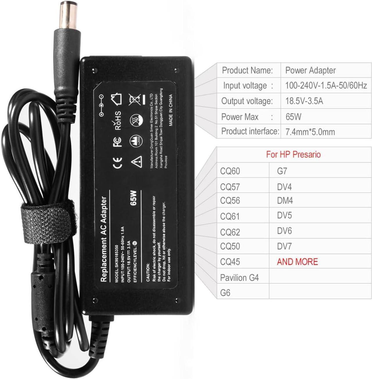 Alt view image 2 of 7 - Laptop Charger for HP Compaq Presario CQ57 CQ60 CQ56 CQ61 CQ62 CQ50 CQ45 HP Pavilion G4 G6 G7 DV4 DM4 DV5 DV6 G60 DV7