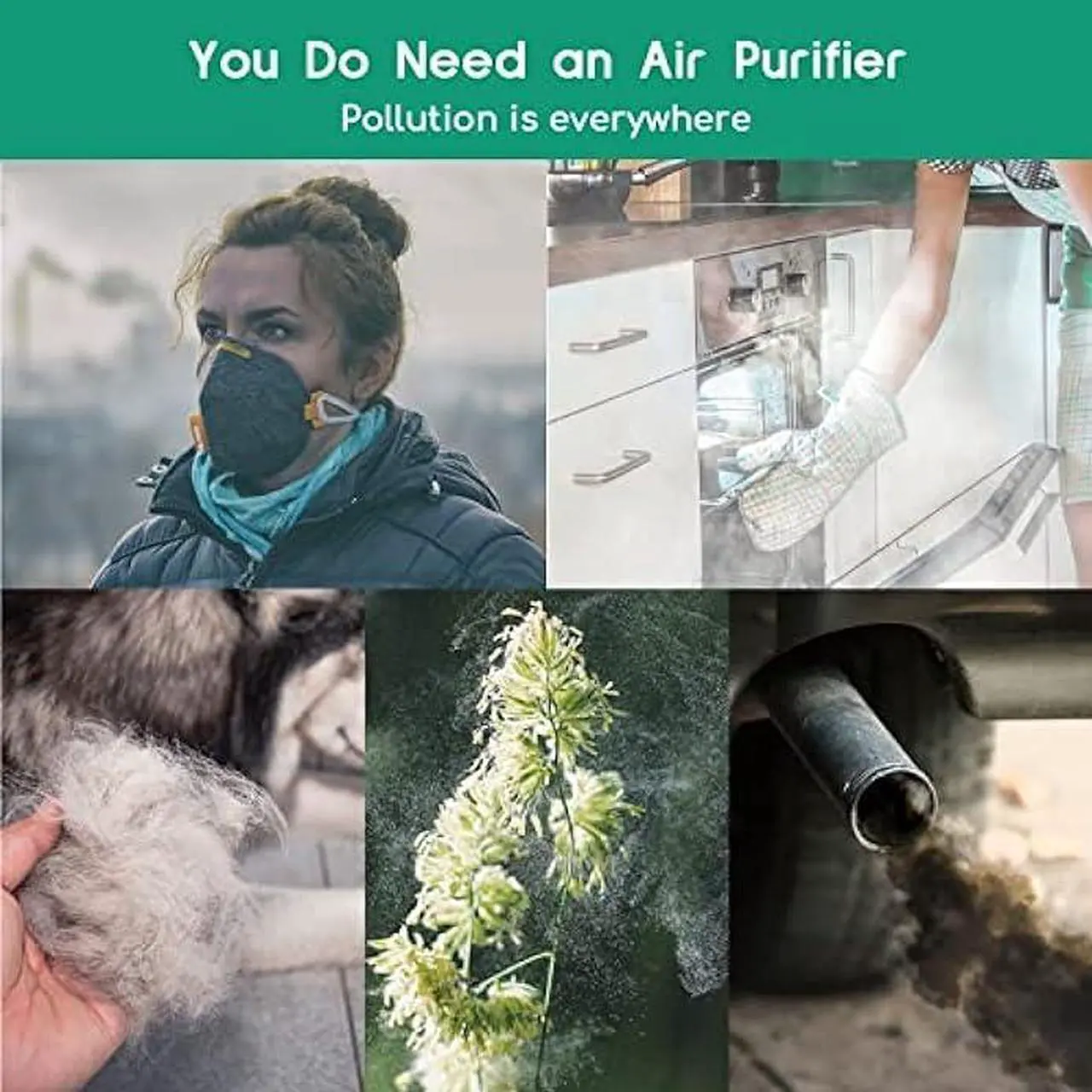Alt view image 4 of 5 - Afloia Hepa Air Purifiers for Home - Large Room Up to 880 Ft², H13 Ture Hepa Filter Air Cleaner for Allergies, Remove 99.99% Pets Hair Odor Dust Smoke Mold Pollen, Fillo White