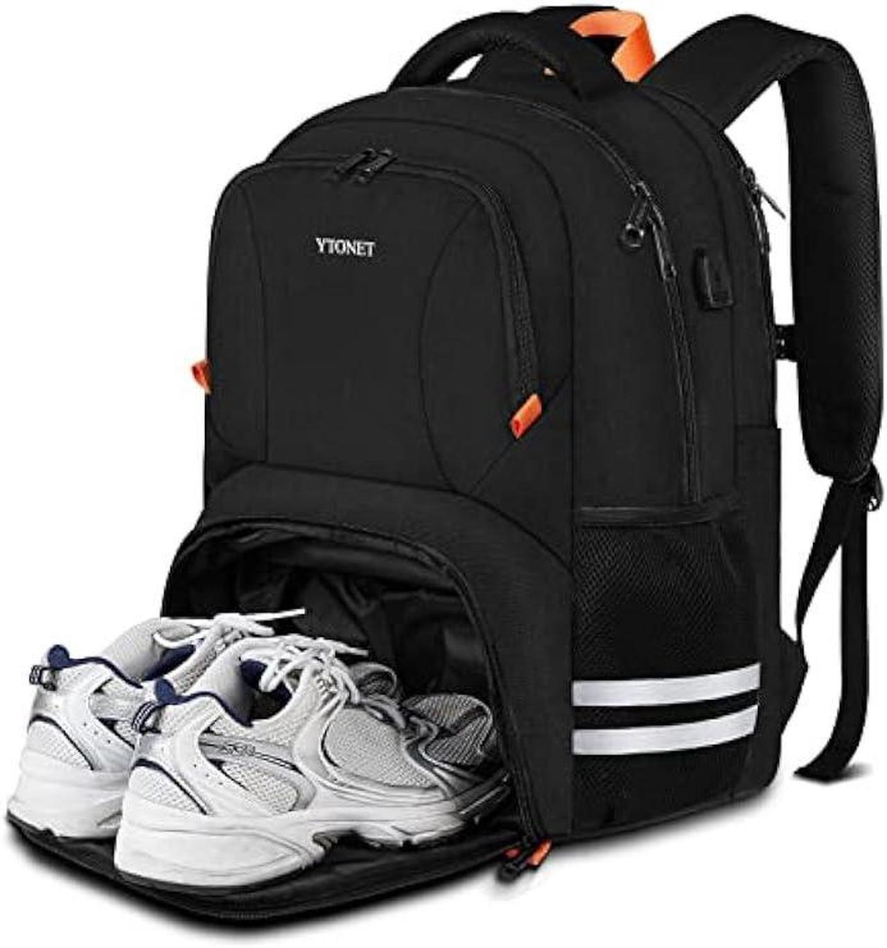 Main image of Ytonet Gym Backpack For Men Women, Travel Sports Track Backpack With Shoe Compartment USB Charging Port, Large Water Resistant Workout Laptop Backpack College Bag Fit 15.6 Inch, Camping, Black