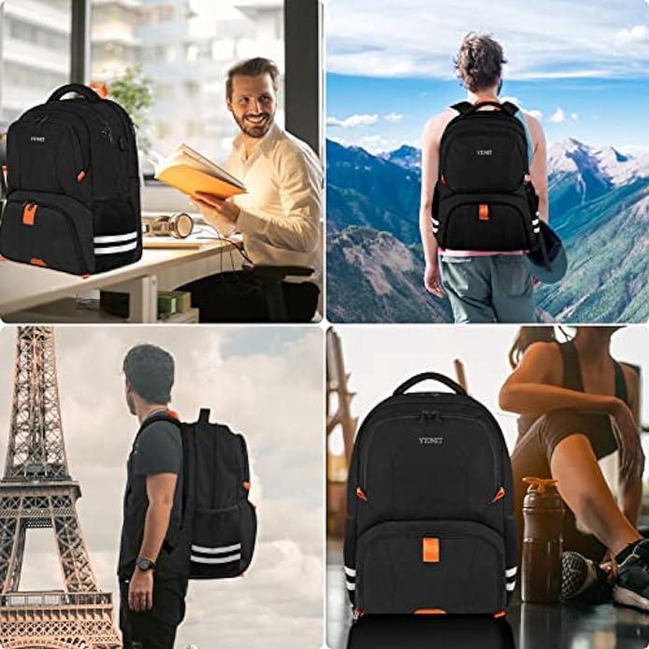 Alt view image 7 of 7 - Ytonet Gym Backpack For Men Women, Travel Sports Track Backpack With Shoe Compartment USB Charging Port, Large Water Resistant Workout Laptop Backpack College Bag Fit 15.6 Inch, Camping, Black