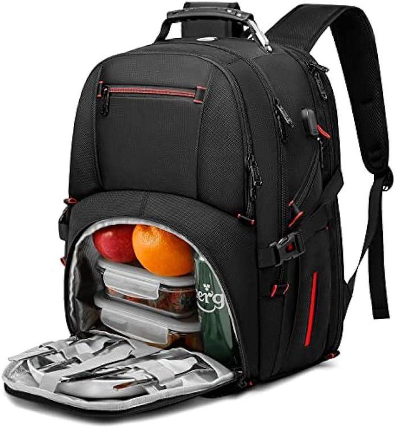 Main image of Lunch Backpack for Men, 17.3 Inch Insulated Cooler Backpack Lunch Box Backpack with USB Charging Port, Extra Large Daypack College Laptop Backpack, Water Resistant Computer Work Backpack for Travel