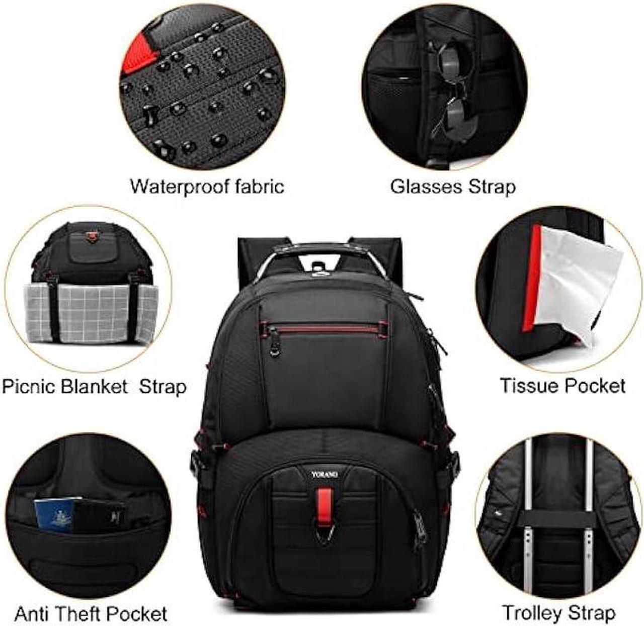 Alt view image 5 of 6 - Lunch Backpack for Men, 17.3 Inch Insulated Cooler Backpack Lunch Box Backpack with USB Charging Port, Extra Large Daypack College Laptop Backpack, Water Resistant Computer Work Backpack for Travel