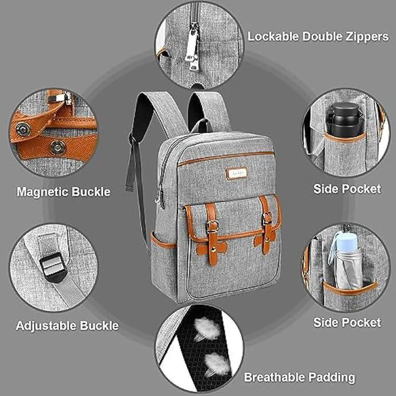 Alt view image 3 of 7 - Nicole Miller Travel Laptop Backpack-Business Anti Theft Vintage Backpack with USB Charging Port-Water Resistant Computer Bag