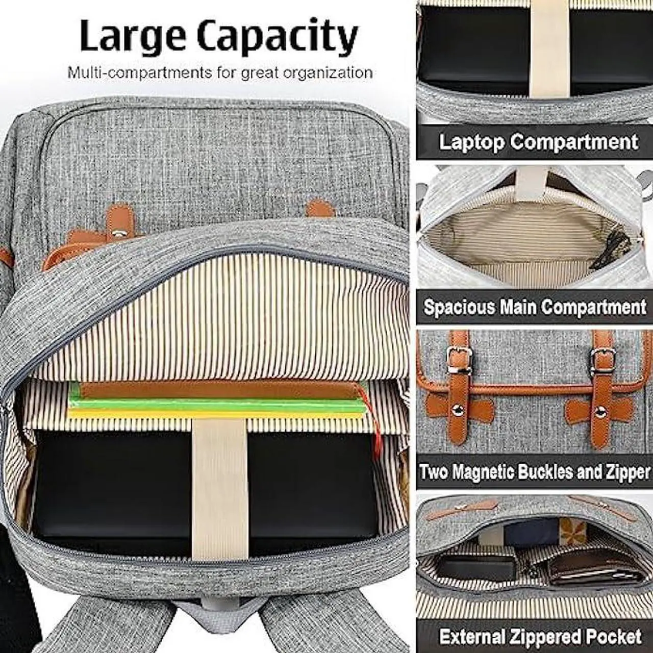 Alt view image 5 of 7 - Nicole Miller Travel Laptop Backpack-Business Anti Theft Vintage Backpack with USB Charging Port-Water Resistant Computer Bag