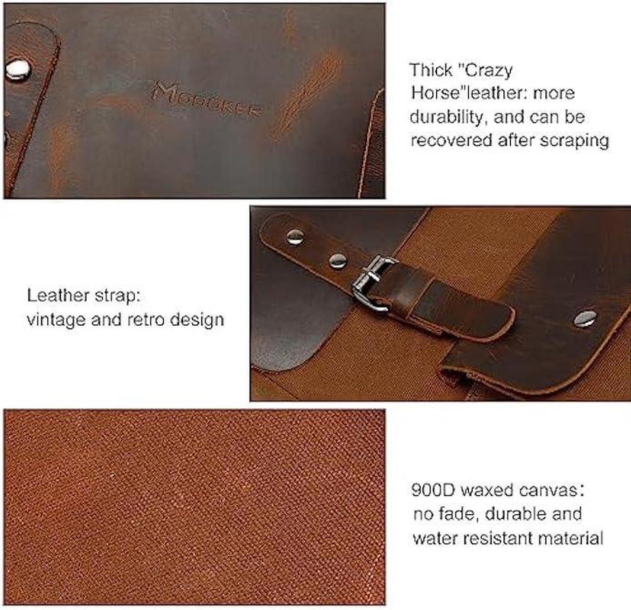 Alt view image 3 of 7 - Modoker Waxed Canvas Backpack, Leather Rucksack Knapsack for Men Woman Satchel Backpack, Vintage Travel Laptop Backpack 15.6 Inch Retro Flap Backpacks Canvas Carry On Casual Bookbag Daypack Brown