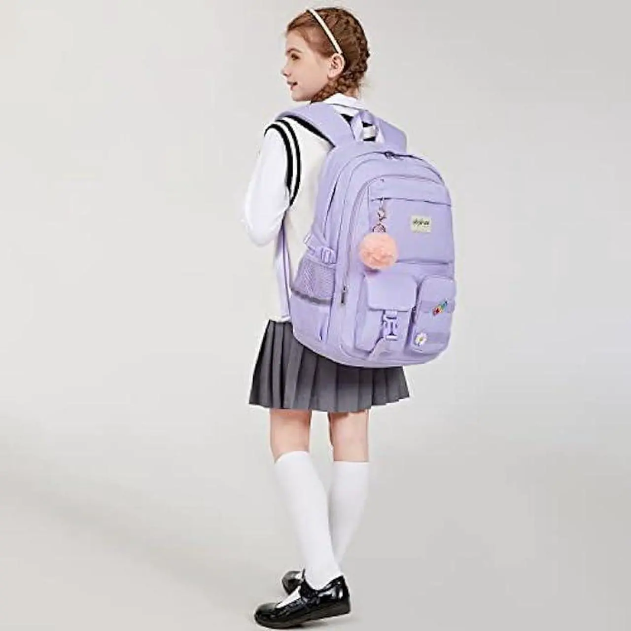Alt view image 7 of 7 - abshoo Big Student Laptop Backpack For College Women Middle High School Teen Girls Bookbag Travel Daypack (Purple)