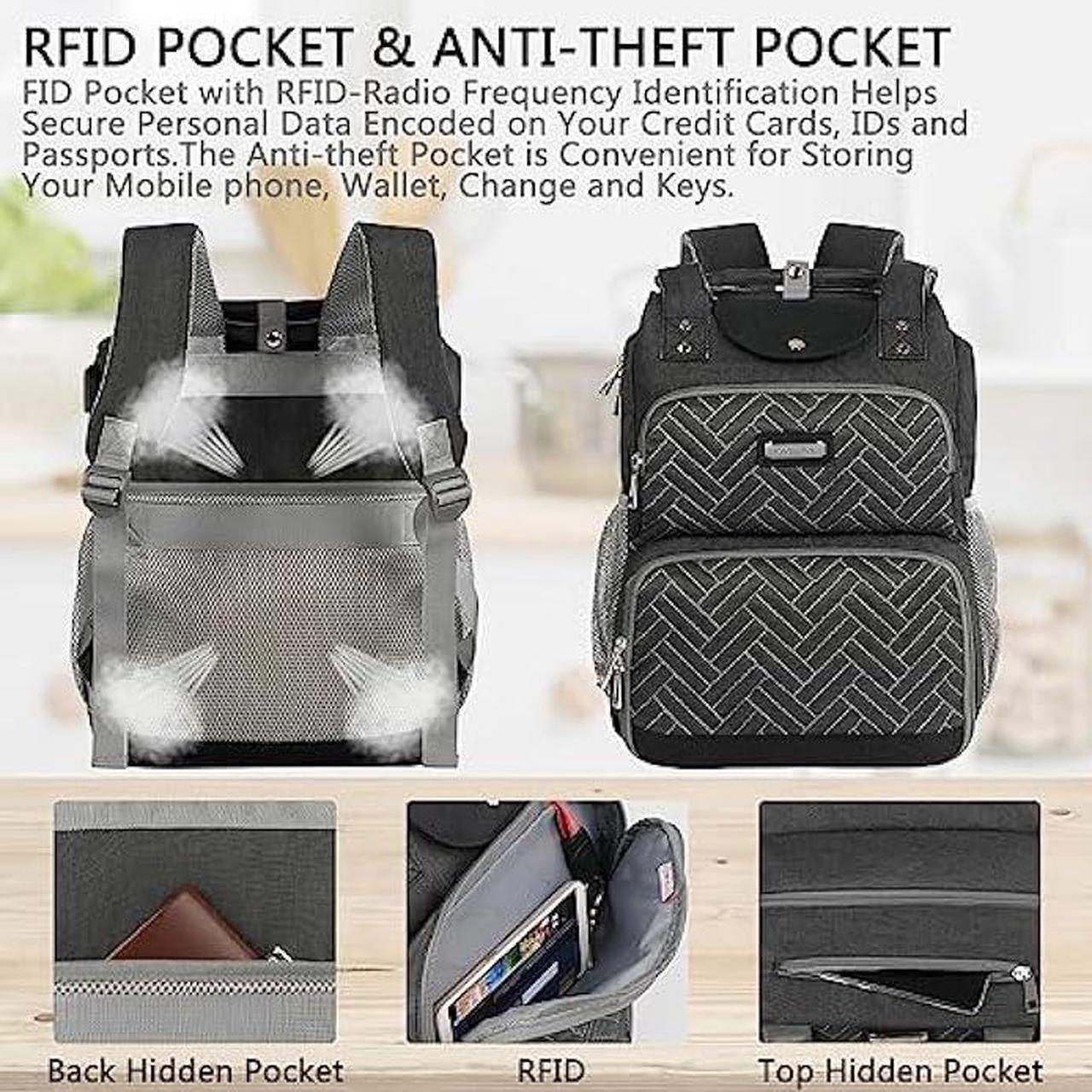 Alt view image 6 of 6 - Mogplof Lunch Backpack, Backpack Lunch Bag for Women, 15.6 Inch Lunchbox Backpack with USB and RFID Pockets, Water-resistant Backpack with Lunch Compartment,Laptop lunch Bag for Work Picnic