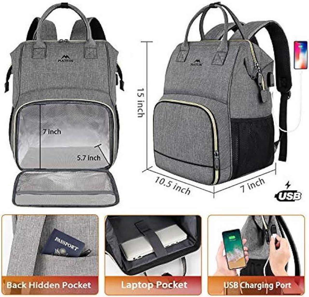 Alt view image 2 of 6 - Lunch Backpack, Insulated Cooler Backpack Lunch Box Laptop Backpack with USB Port for Women Men, Water Resistant Leak-proof Lunch Bag Nurses Gifts for Women Travel Work Picnic Fits 15.6 Inch Laptop