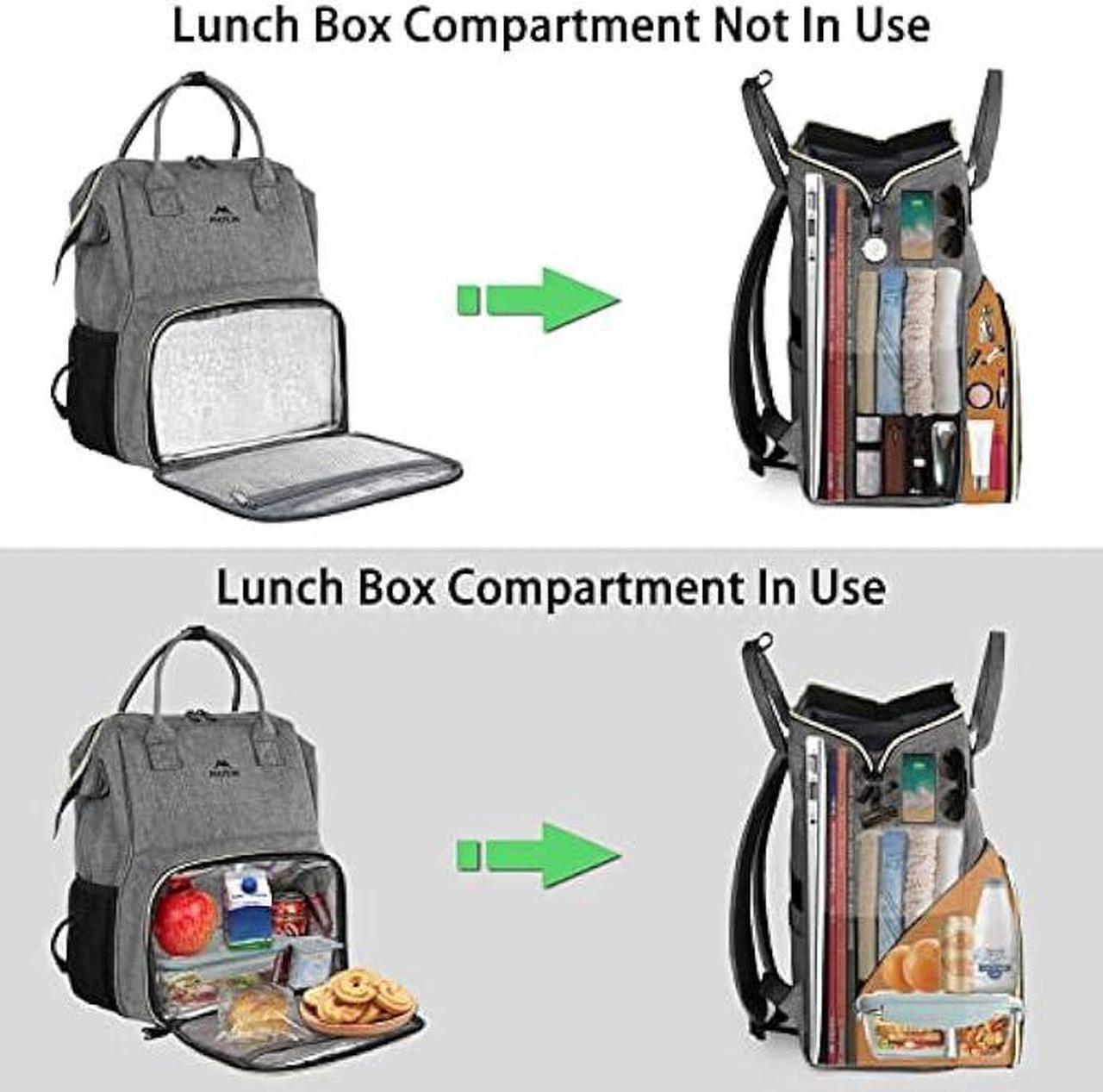Alt view image 4 of 6 - Lunch Backpack, Insulated Cooler Backpack Lunch Box Laptop Backpack with USB Port for Women Men, Water Resistant Leak-proof Lunch Bag Nurses Gifts for Women Travel Work Picnic Fits 15.6 Inch Laptop