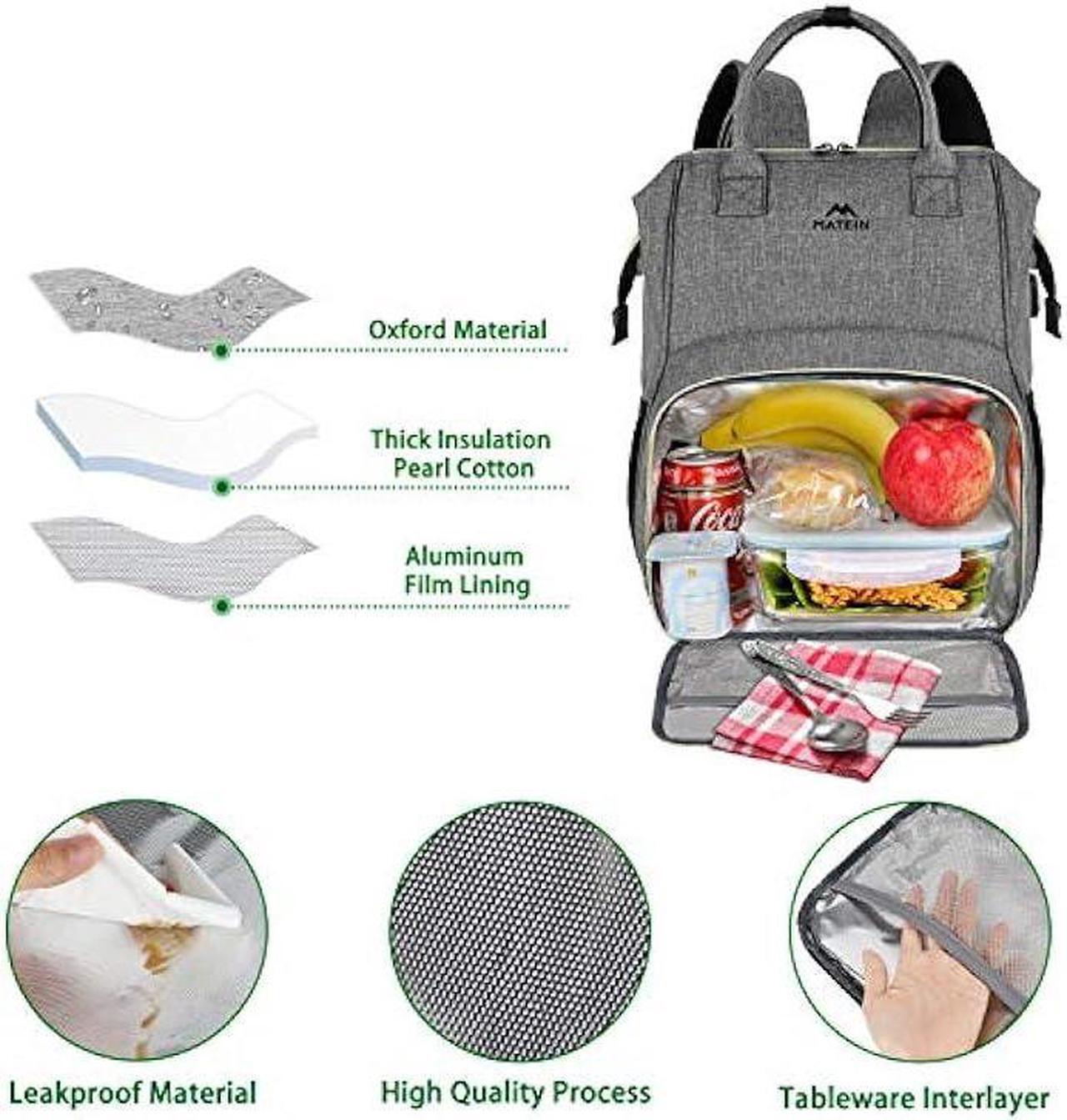 Alt view image 5 of 6 - Lunch Backpack, Insulated Cooler Backpack Lunch Box Laptop Backpack with USB Port for Women Men, Water Resistant Leak-proof Lunch Bag Nurses Gifts for Women Travel Work Picnic Fits 15.6 Inch Laptop