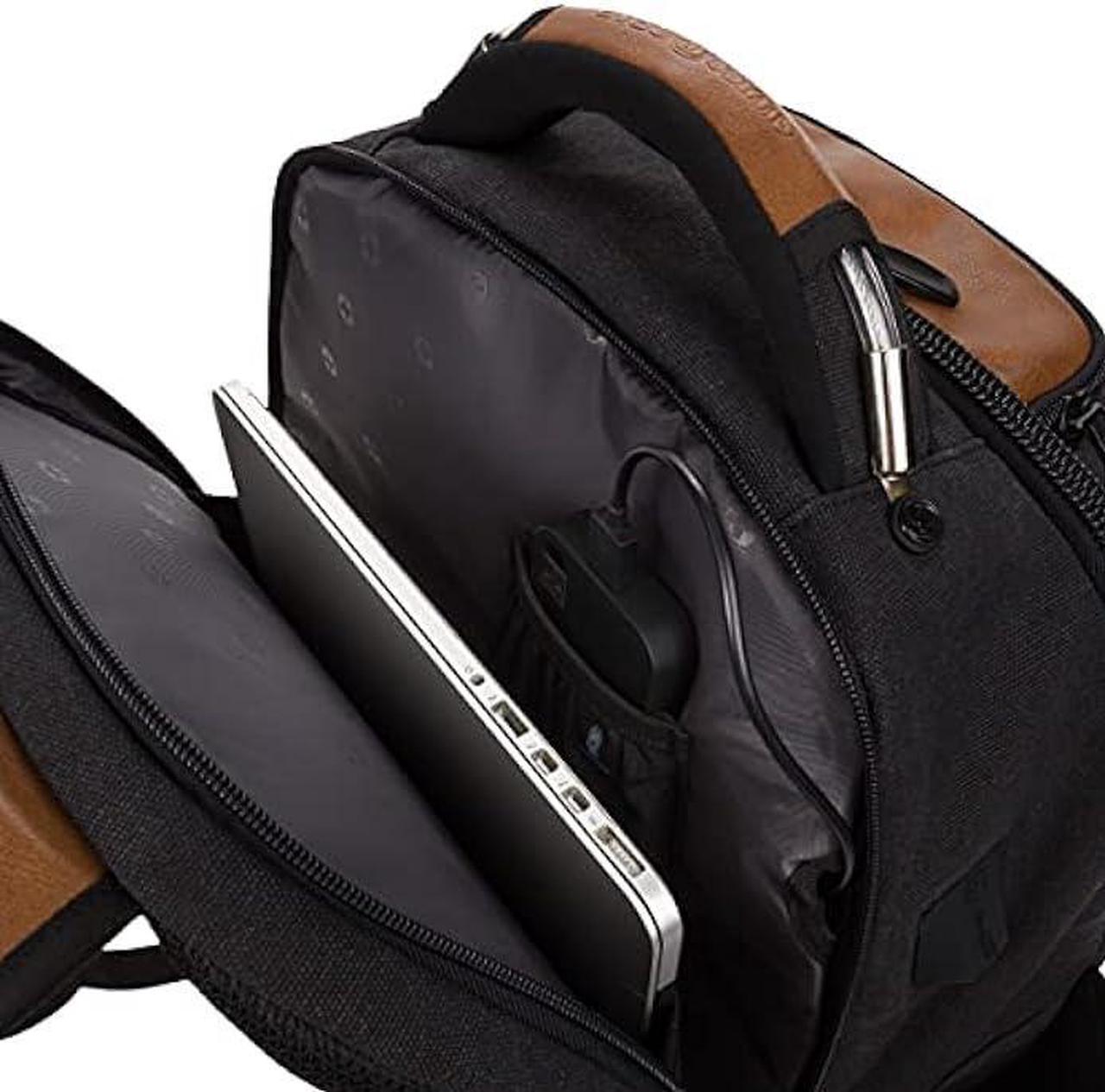 Alt view image 6 of 7 - SwissGear Tool Bag Backpack, Fits Up to 17-Inch Laptop, Work Pack PRO, Black/Brown Canvas