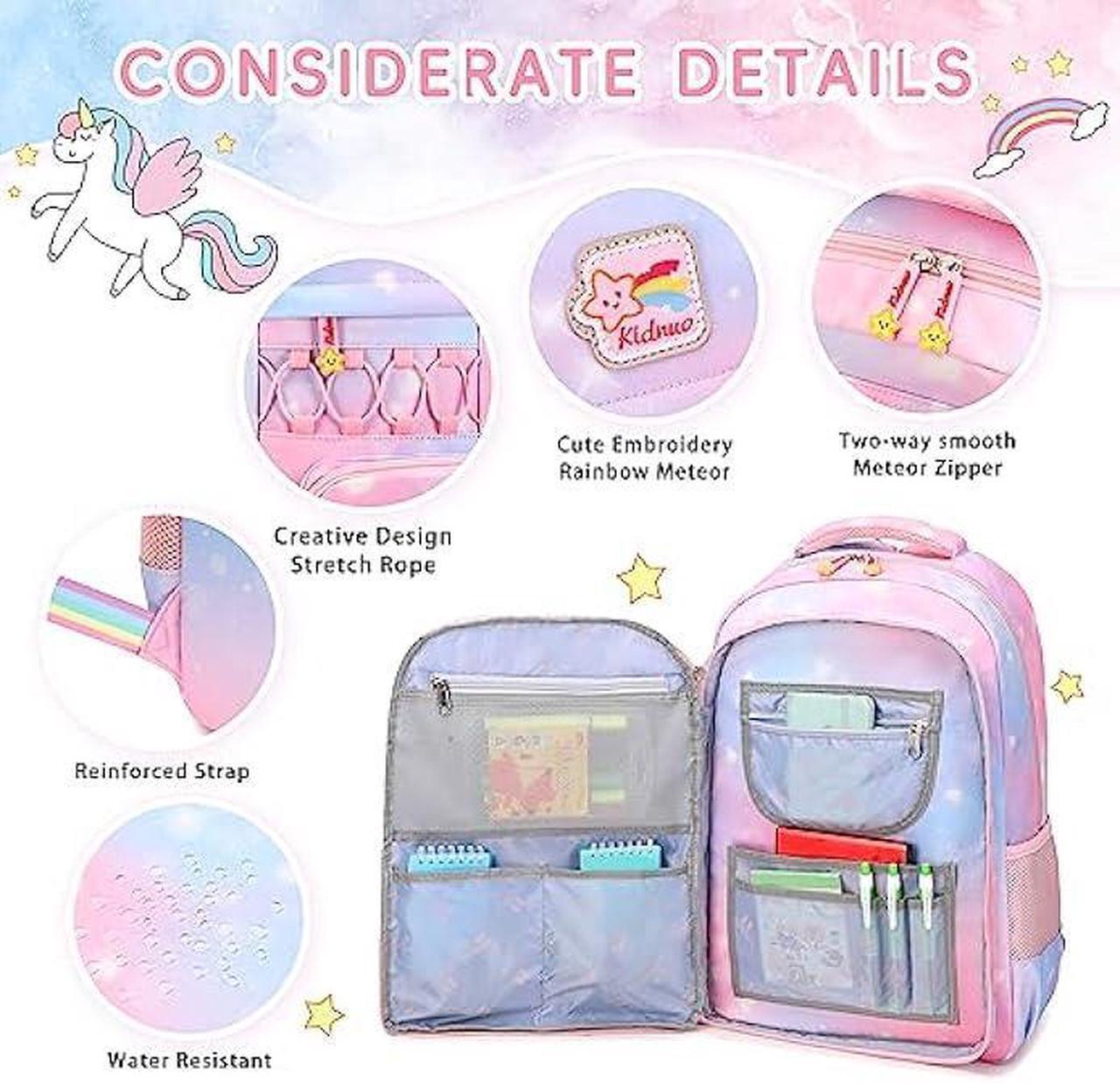 Alt view image 3 of 6 - KIDNUO Girls Backpack 15.6 Inch Laptop School Bag Cute Kids Kindergarten Elementary Backpacks Middle Schoolbag Large Bookbags for Women Teens Students Anti Theft Travel Daypack (Pink)