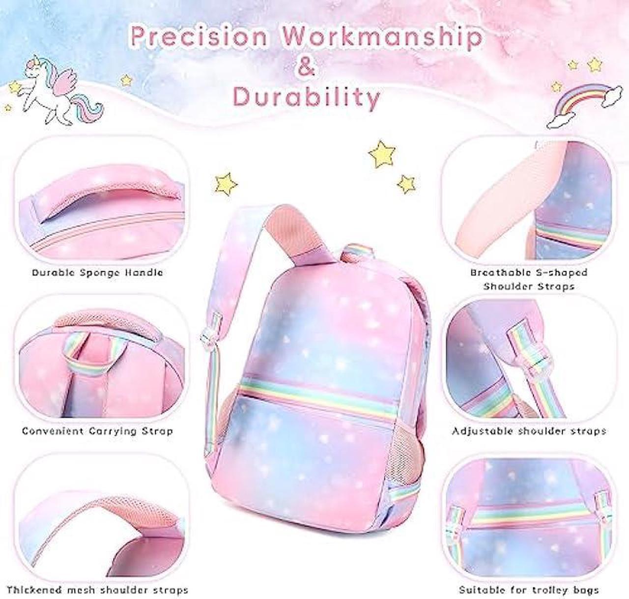 Alt view image 6 of 6 - KIDNUO Girls Backpack 15.6 Inch Laptop School Bag Cute Kids Kindergarten Elementary Backpacks Middle Schoolbag Large Bookbags for Women Teens Students Anti Theft Travel Daypack (Pink)