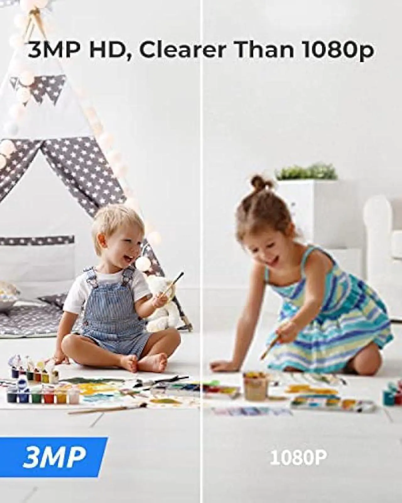 Alt view image 2 of 6 - REOLINK Wireless Security Camera, E1 3MP HD Plug-in Indoor WiFi Camera for Home Security/Baby Monitor/Pets, Smart Detection, Local Storage, Pan Tilt, Night Vision, Works with Alexa/Google Assistant