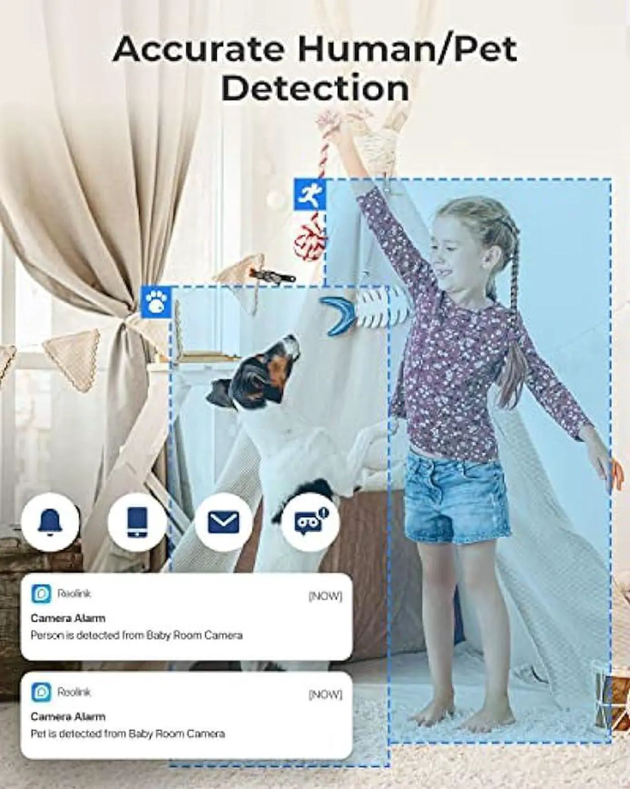 Alt view image 4 of 6 - REOLINK Wireless Security Camera, E1 3MP HD Plug-in Indoor WiFi Camera for Home Security/Baby Monitor/Pets, Smart Detection, Local Storage, Pan Tilt, Night Vision, Works with Alexa/Google Assistant