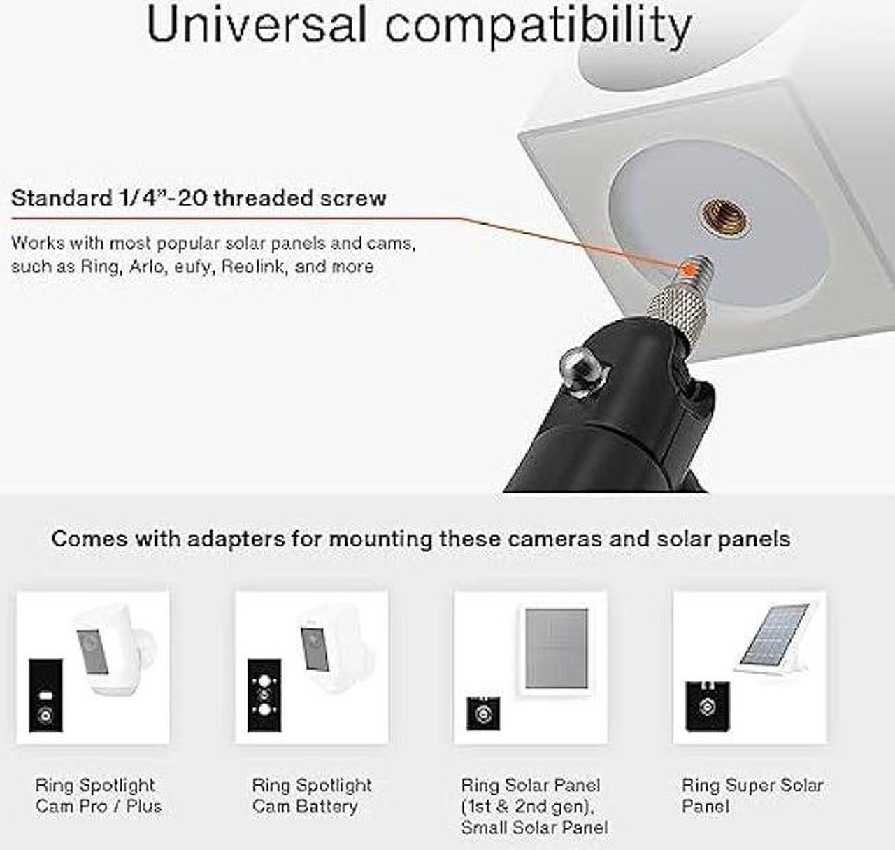 Alt view image 4 of 7 - Holicfun 2-in-1 Security Camera and Solar Panel Gutter Mount for Ring, Eufy, Arlo, Wyze, Reolink Solar Panels and Cams (White)