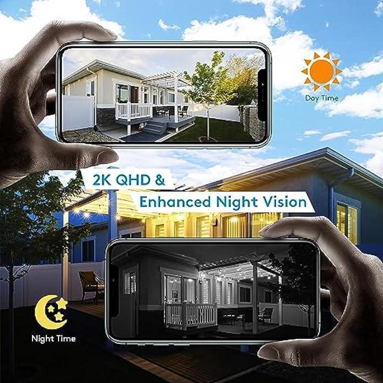 Alt view image 4 of 5 - DEKCO 2K Solar Security Camera Wireless Outdoor, 360 Degree Rotating Pan Tilt, Light and Sound Alarm, Night Vision, Motion Detection, and 2 Way Audio