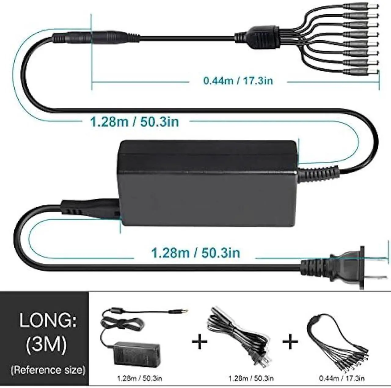 Alt view image 3 of 7 - 8-Way CCTV Camera Power Splitter-Security Camera Power Adapter-LED Driver Lighting Transformer DC Converter-Flexible LED Tape Strip Light AC DC Power Supply 12V 5A 60W