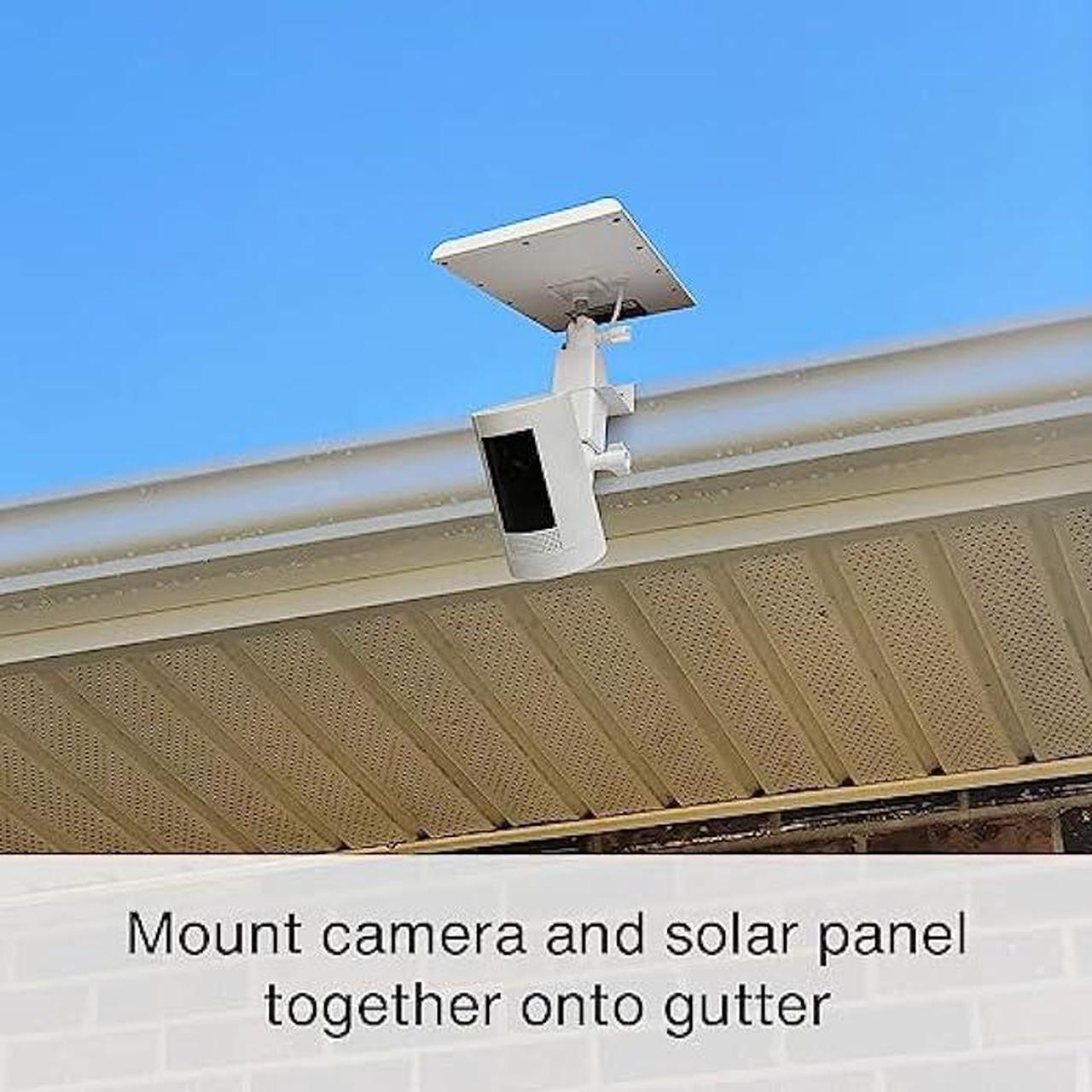 Alt view image 2 of 7 - Holicfun 2-in-1 Security Camera and Solar Panel Gutter Mount for Ring, Eufy, Arlo, Wyze, Reolink Solar Panels and Cams (White)