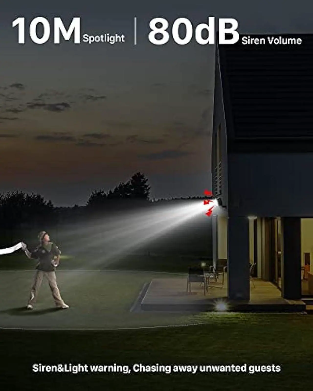 Alt view image 3 of 7 - IHOXTX Security Cameras Wireless Outdoor, Flood Light Solar Cameras for Home Security, Home Camera with Color Night Vision, PIR Human Detection, 2-Way Talk, IP66 Waterproof, SD Card/Cloud Storage