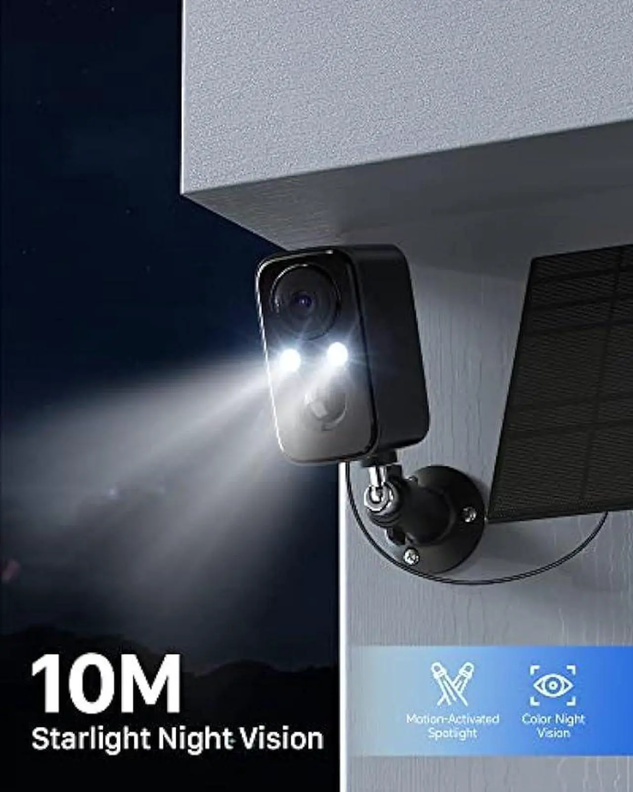 Alt view image 5 of 7 - IHOXTX Security Cameras Wireless Outdoor, Flood Light Solar Cameras for Home Security, Home Camera with Color Night Vision, PIR Human Detection, 2-Way Talk, IP66 Waterproof, SD Card/Cloud Storage