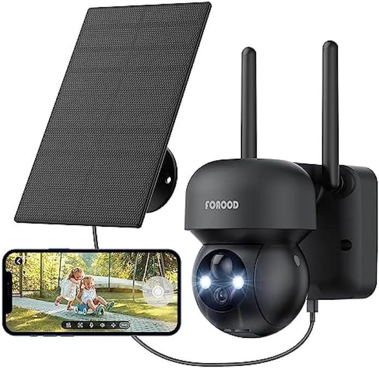 Main image of FOAOOD 2K Security Camera Wireless Outdoor, Sloar Camera for Home Security Outside, APP Controls 360° Full Coverage, Color Night Vision, Human Detection, IP65 Waterproof, 2.4G WiFi Connection