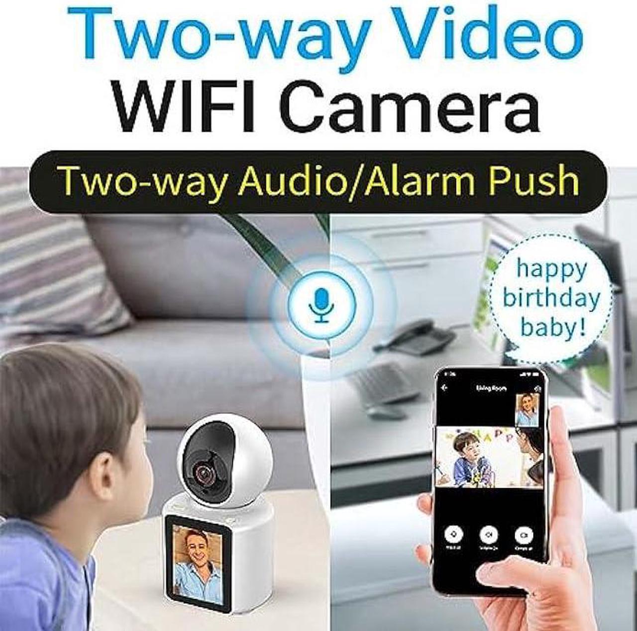 Alt view image 2 of 6 - CIAJIE Two-Way Video Camera 2.8-inch Screen,Camera can actively Call The Cell Phone,360°Smart Security Camera,1080p HD Video,Night Vision,Motion Detection,Cloud & SD Card Storage (White)