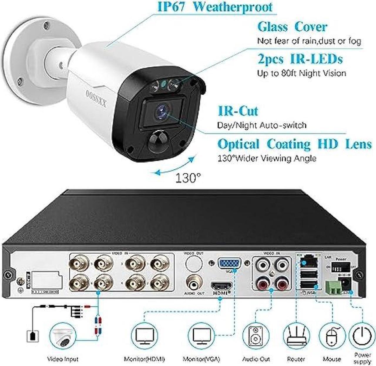 Alt view image 6 of 6 - OOSSXX (Full HD 5MP Definition) Wired Security Camera System Outdoor Home Video Surveillance Cameras CCTV Camera Security System Outside Surveillance Video Equipment Indoor