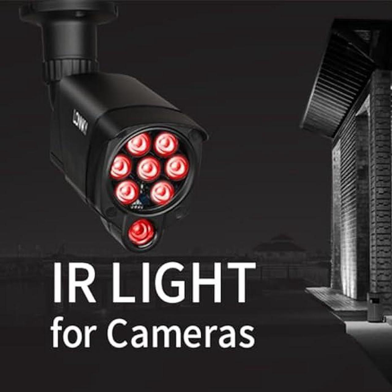 Alt view image 2 of 5 - LONNKY LED IR Illuminator Wide Angle 8-LEDs 90 Degree 100Ft IR Infrared Flood Light for CCTV Security Cameras, IP Camera, Bullet Camera, Dome Camera, Suitable for Outdoor and Indoor Use