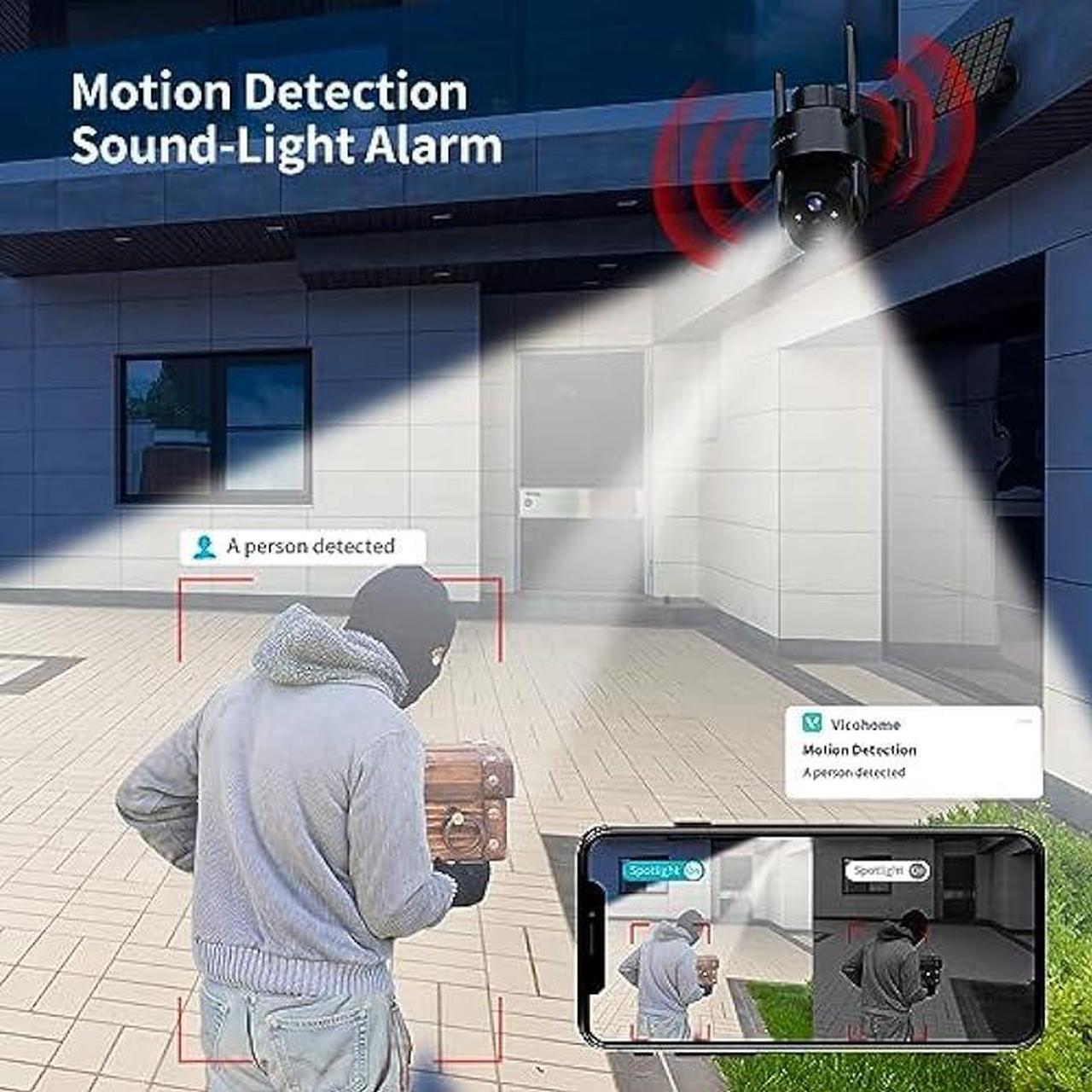 Alt view image 3 of 6 - Armorcope 2K HD Solar Security Cameras Wireless Outdoor, 360° PTZ View Battery Outdoor Cameras for Home Security,Color Night Vision with Spotlight, 2-Way Audio,Motion Alarm, IP65 Waterproof