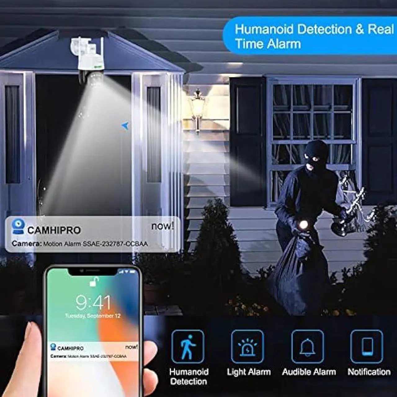 Alt view image 6 of 6 - SV3C PTZ Security Camera Outdoor WiFi 4MP Dual Lens Wireless IP Cam with Auto Tracking Floodlight Color Night Vision 2-Way Audio Motion Detection, RTSP, FTP, SD Card Record, BlueIris, Onvif Conformant
