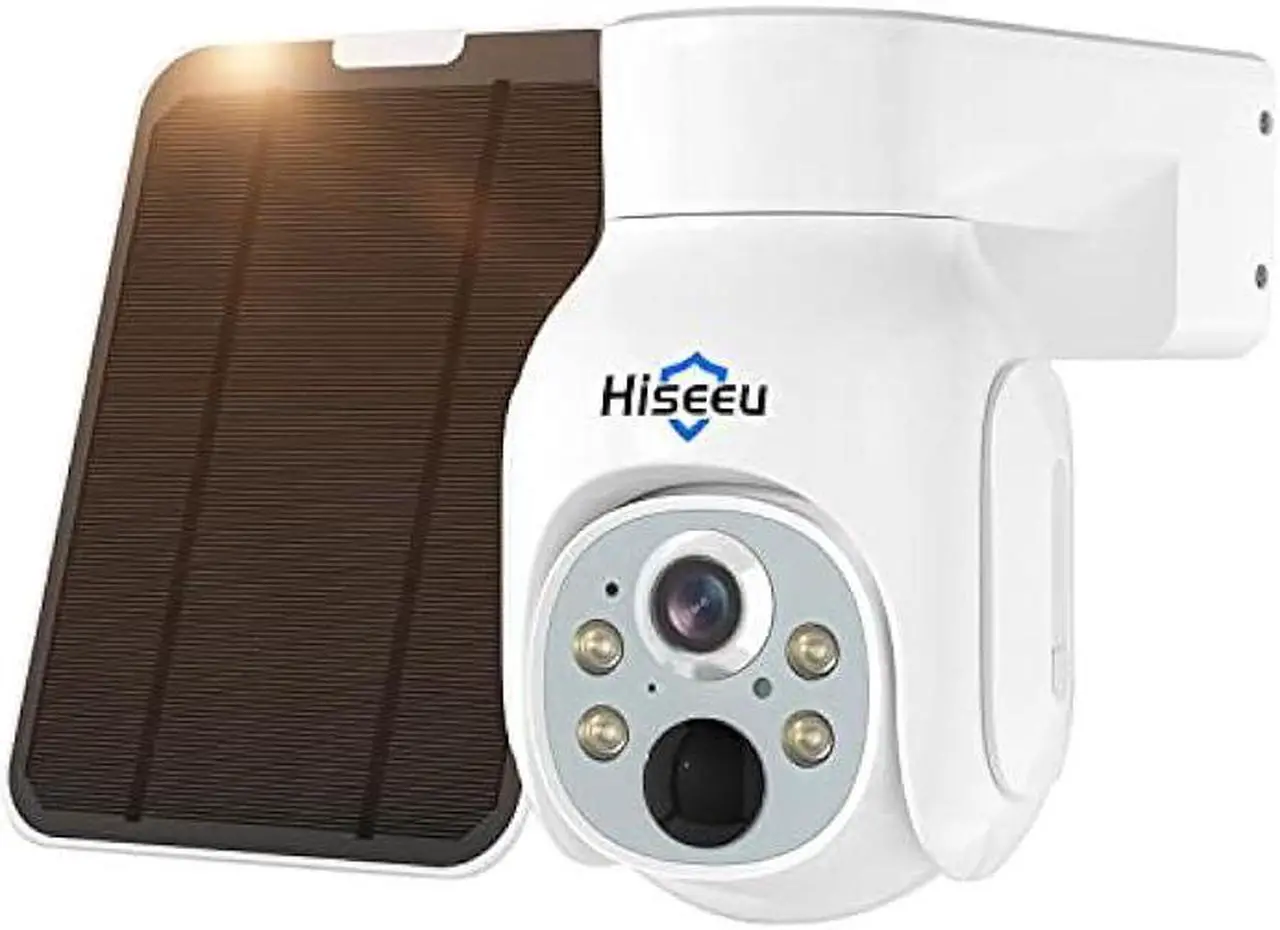 Main image of Hiseeu Solar Security Camera Outdoor, 4MP Wireless Battery Camera, PTZ 360° View, PIR Motion Detection, Color Night Vision, IP66, 2-Way Audio, 2.4G WiFi, Compatible with Alexa