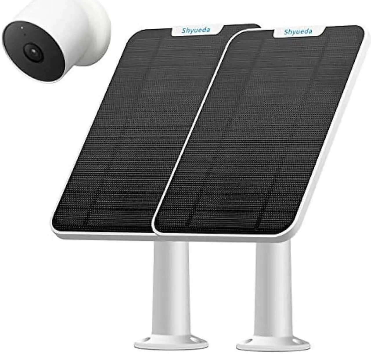 Main image of 4W Solar Panel Charging Compatible with Google Nest Camera Outdoor & Indoor (Battery Version), IP65 Weatherproof,Includes Secure Wall Mount,with Upgraded Professional Anti-Theft Rope(White) (2)