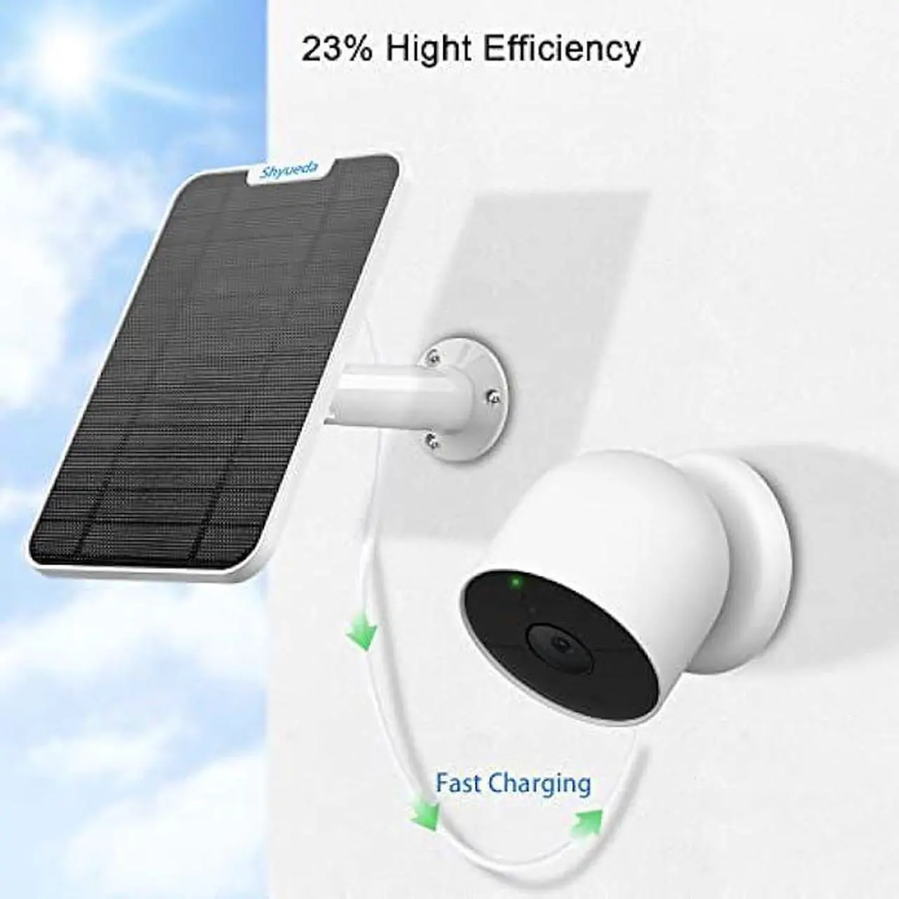 Alt view image 4 of 6 - 4W Solar Panel Charging Compatible with Google Nest Camera Outdoor & Indoor (Battery Version), IP65 Weatherproof,Includes Secure Wall Mount,with Upgraded Professional Anti-Theft Rope(White) (2)