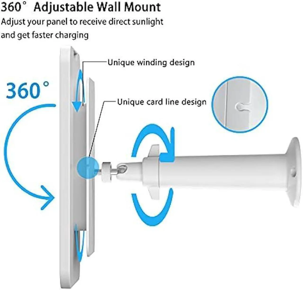 Alt view image 5 of 6 - 4W Solar Panel Charging Compatible with Google Nest Camera Outdoor & Indoor (Battery Version), IP65 Weatherproof,Includes Secure Wall Mount,with Upgraded Professional Anti-Theft Rope(White) (2)