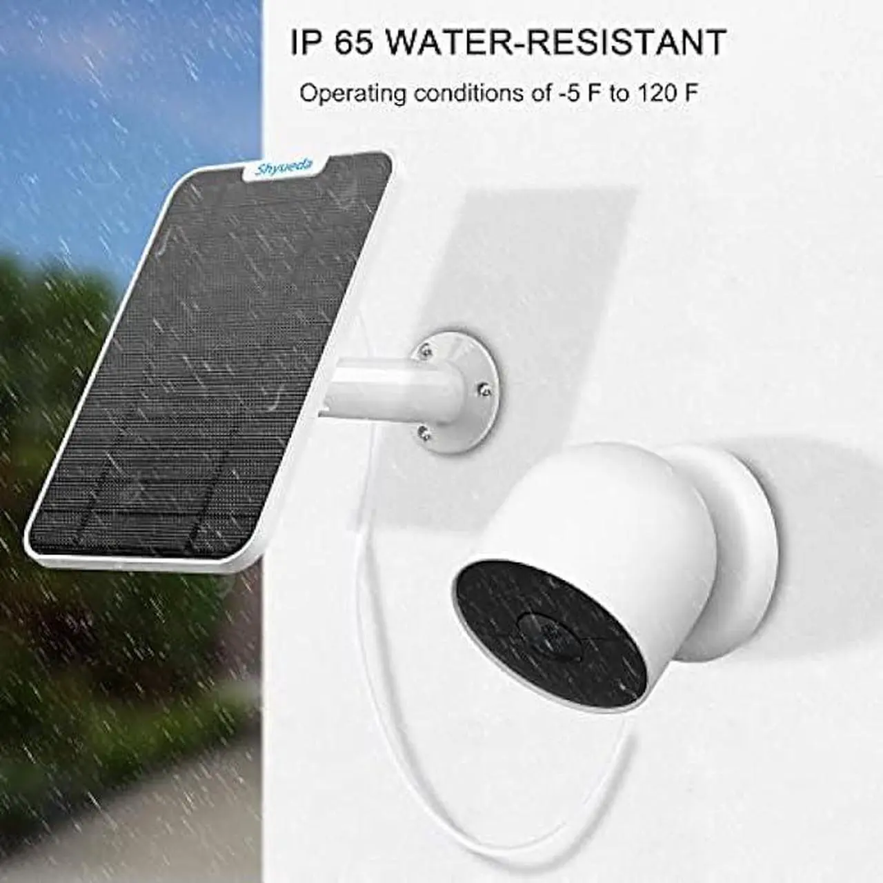 Alt view image 6 of 6 - 4W Solar Panel Charging Compatible with Google Nest Camera Outdoor & Indoor (Battery Version), IP65 Weatherproof,Includes Secure Wall Mount,with Upgraded Professional Anti-Theft Rope(White) (2)